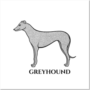 Greyhound with Name - dog design for greyhound lovers - black and white Posters and Art